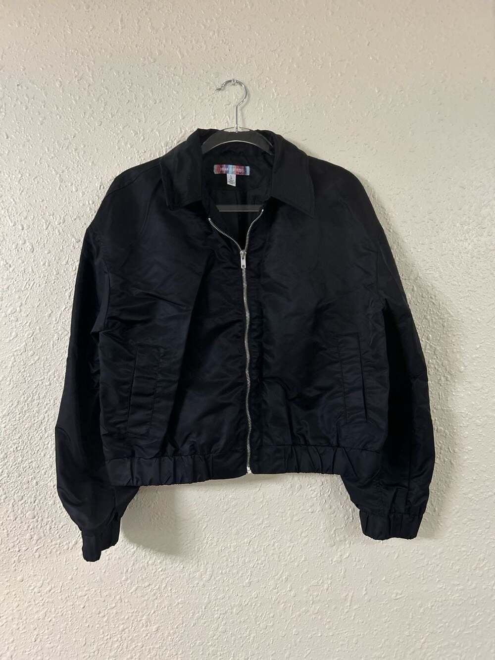 Urban Outfitters Black Zip-Up Cropped Bomber Jacket